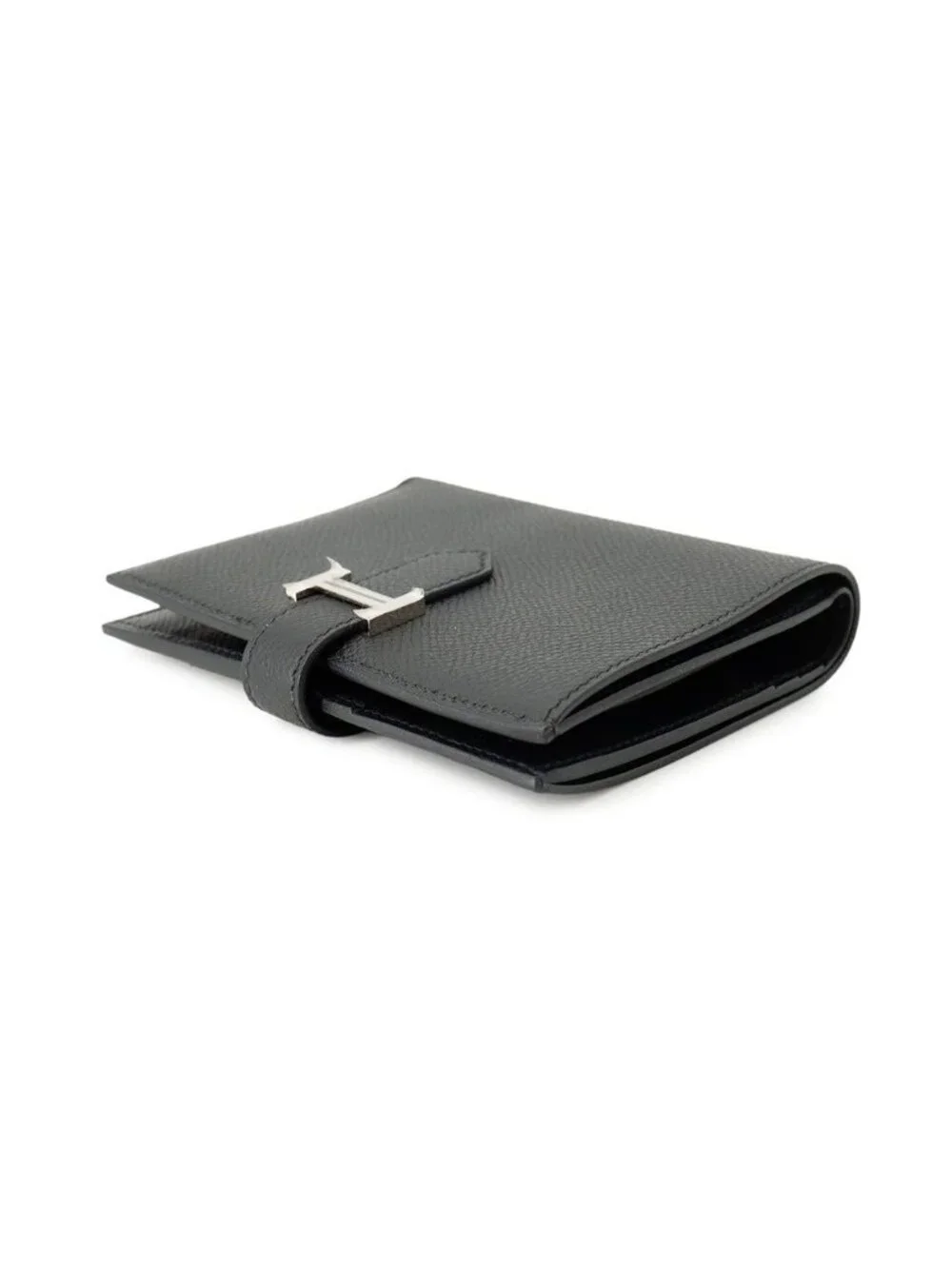 Hermes Bifold Wallet Bearn Compact Black Silver Epsom